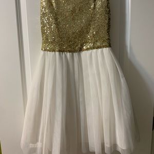 Gold and white formal party dress